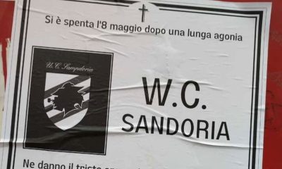 Manifesto falso e ingiurioso con logo contraffatto