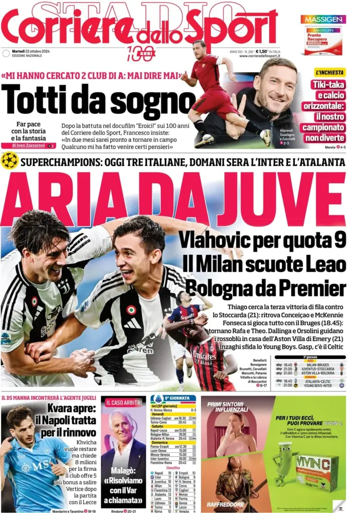 corriere dello sport 22 ottobre