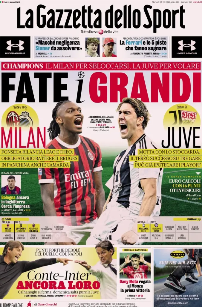 la gazzetta dello sport 22 ottobre