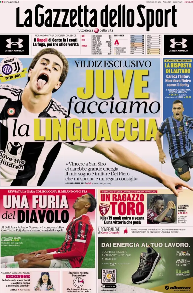 la gazzetta dello sport 26 ottobre