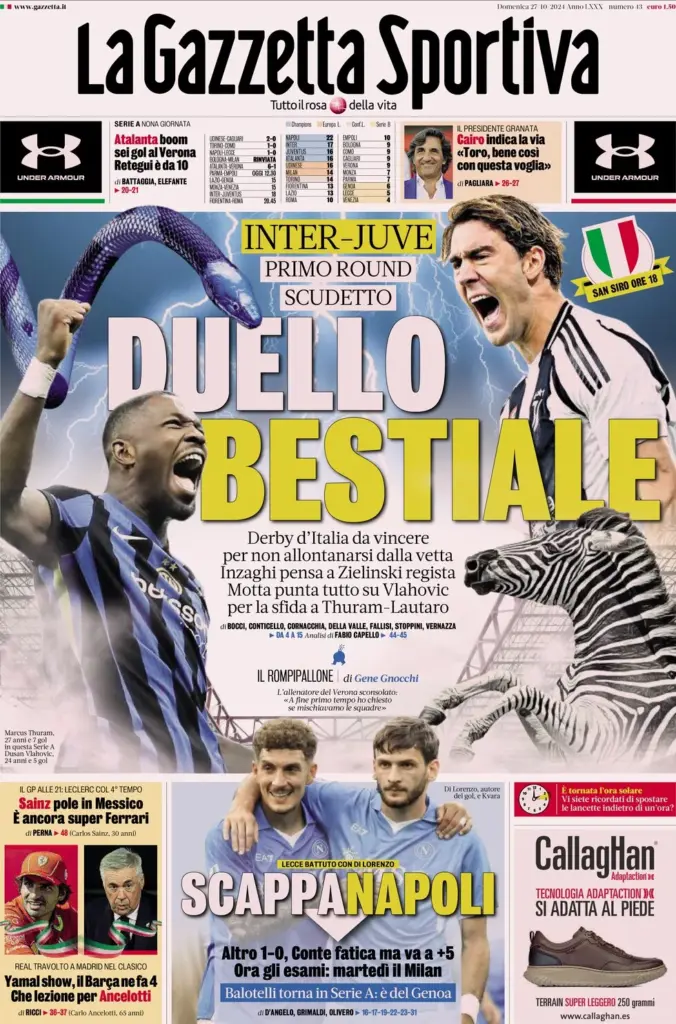 la gazzetta dello sport 27 ottobre