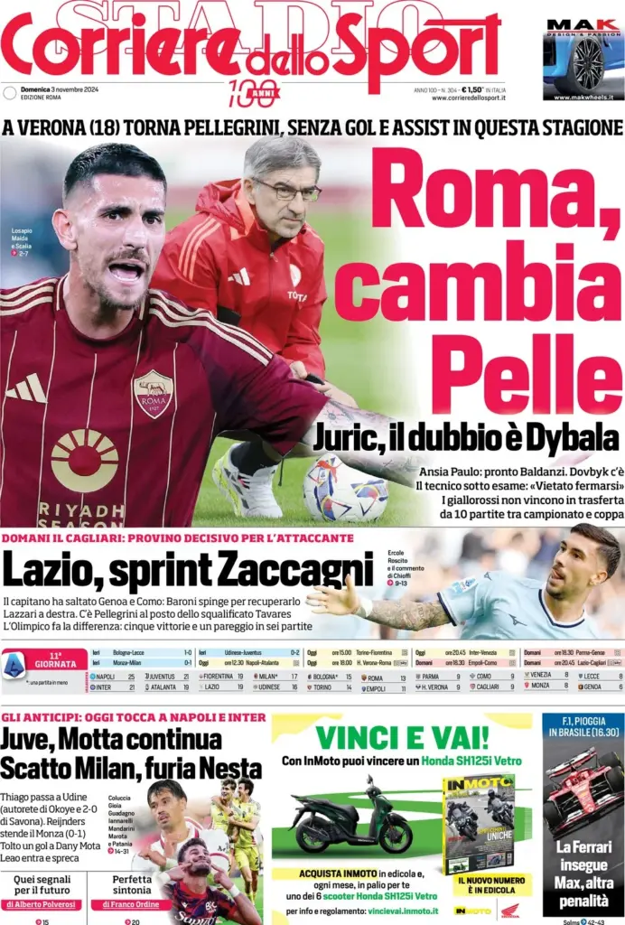 Corriere dello sport 3 novembre