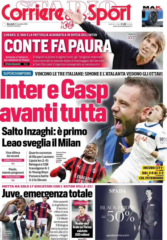 corriere dello sport 27 novembre