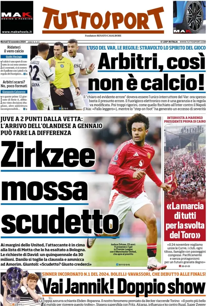 tuttosport 12 novembre