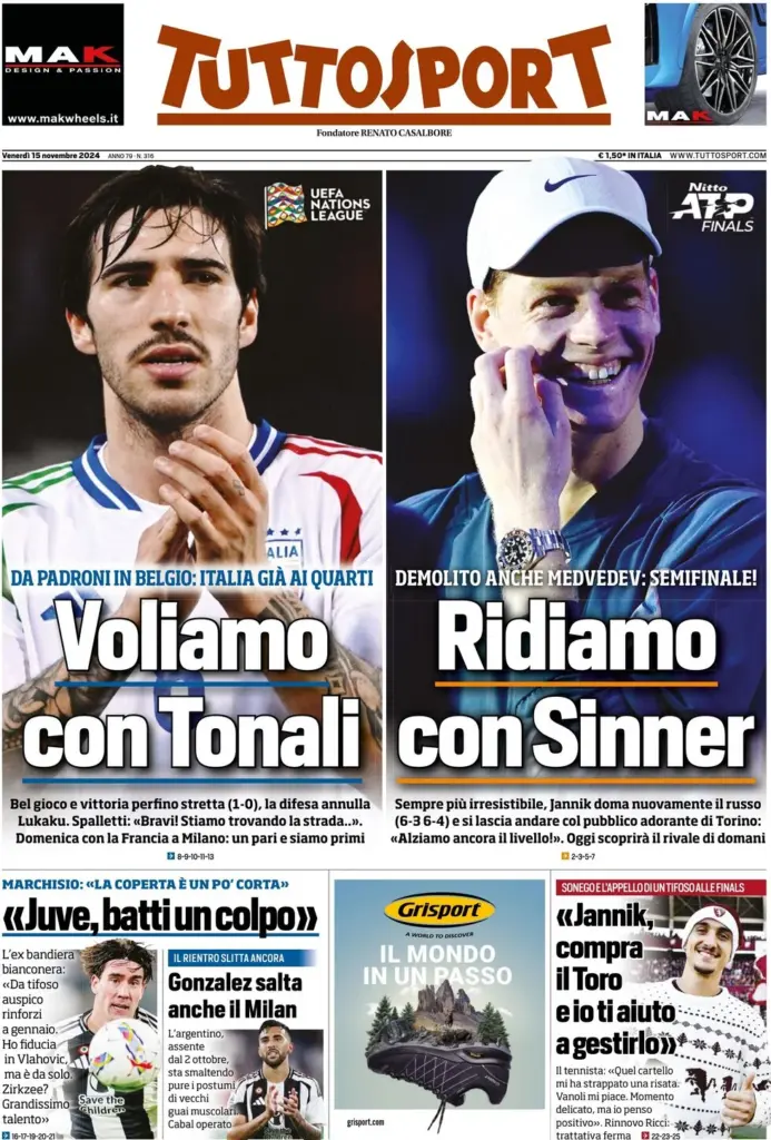 tuttosport 15 novembre