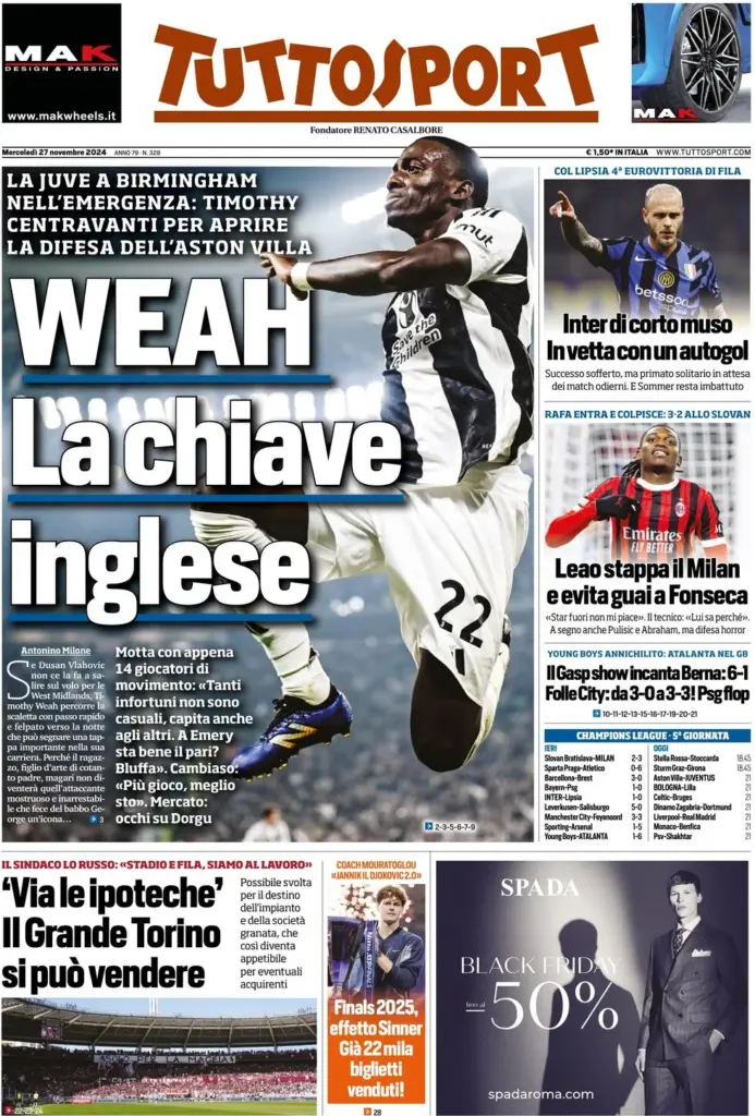 tuttosport 27 novembre