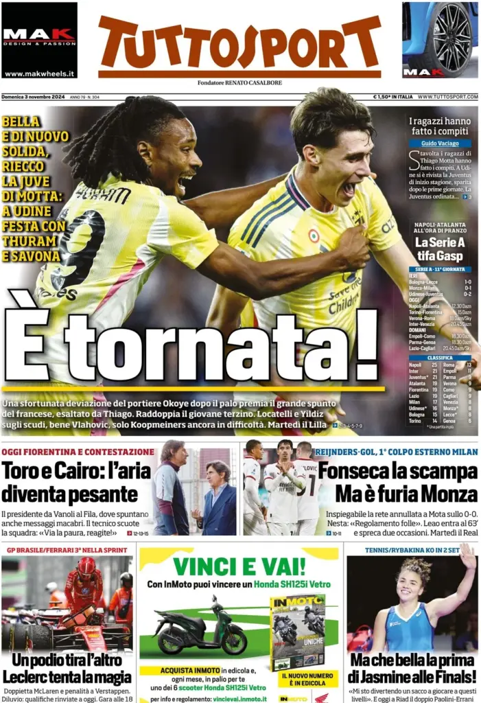 tuttosport 3 novembre