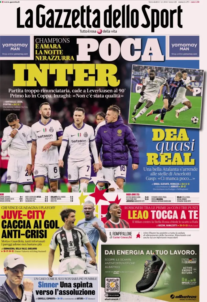 la gazzetta dello sport 11 dicembre