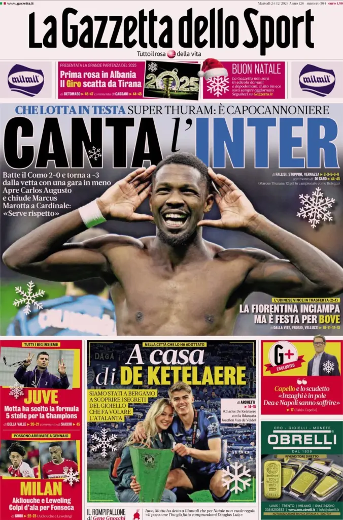 la gazzetta dello sport 24 dicembre