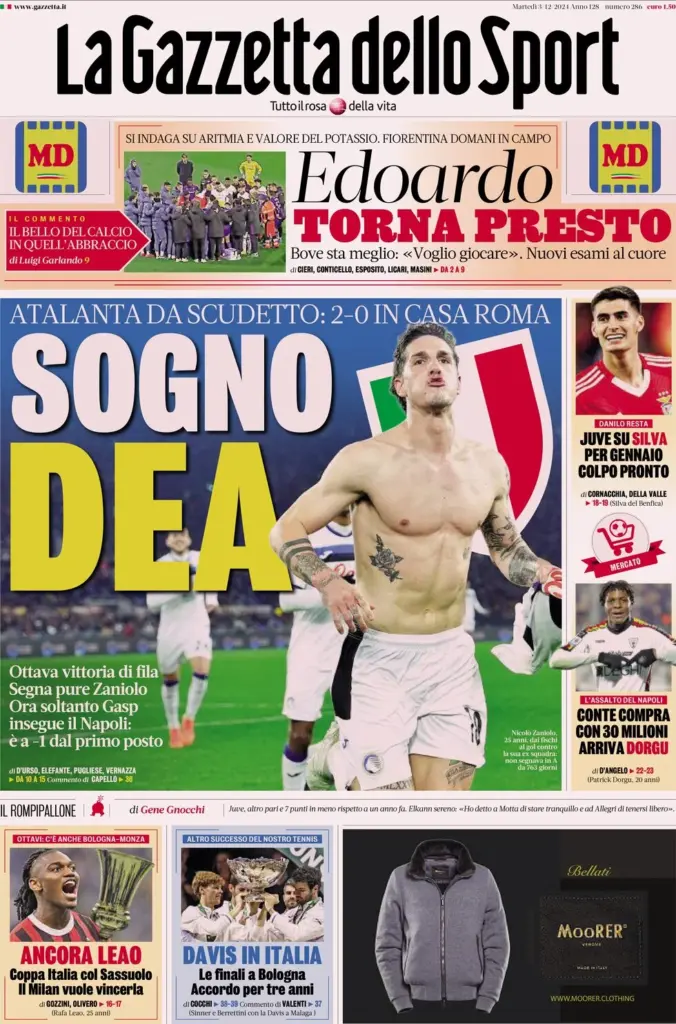 la gazzetta dello sport 3 dicembre