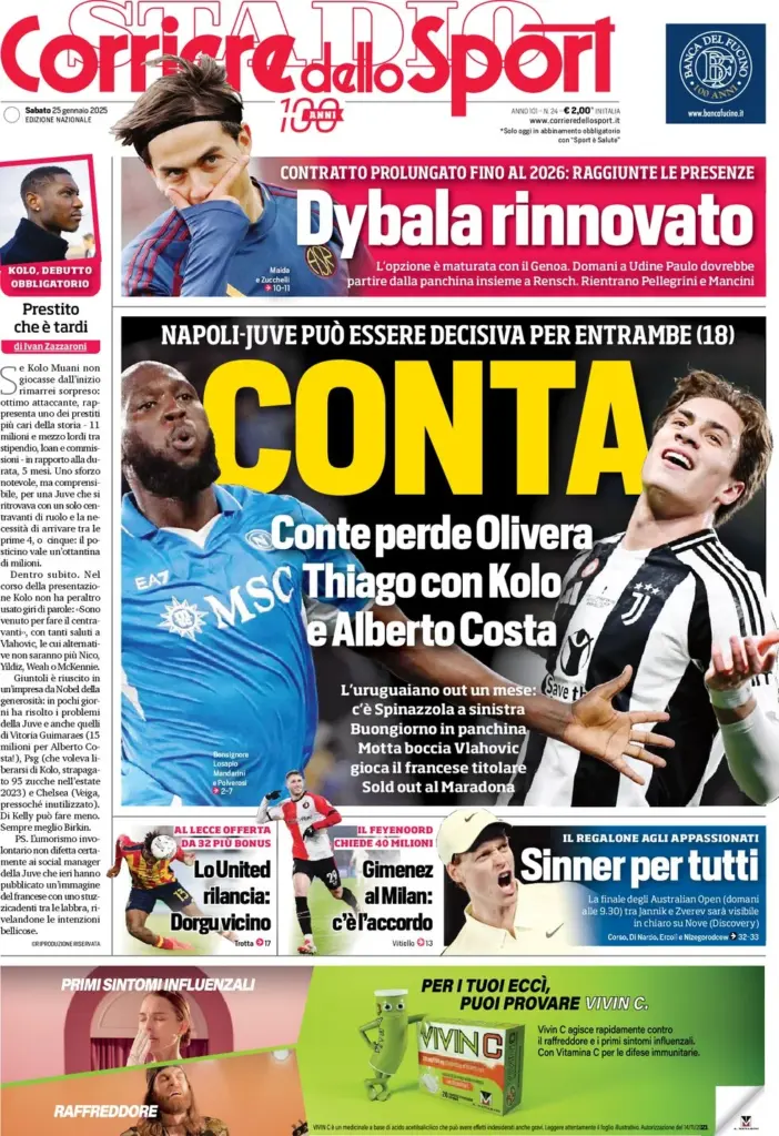 corriere dello sport 25 gennaio