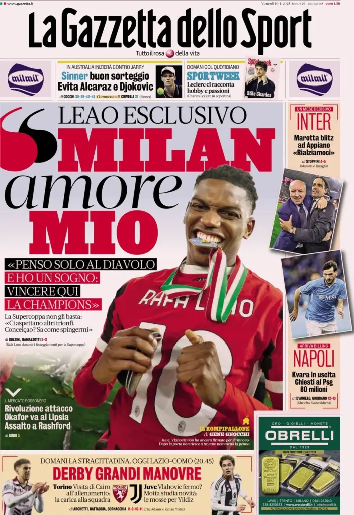 la gazzetta dello sport 10 gennaio