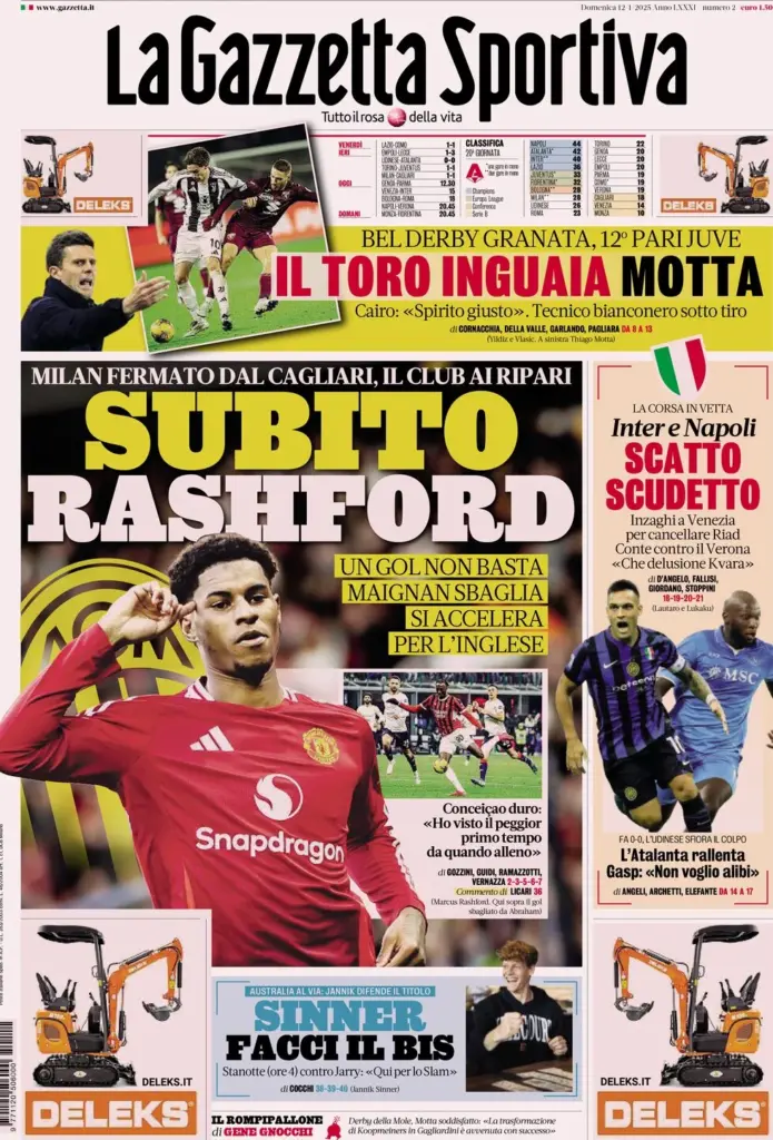 la gazzetta dello sport 12 gennaio