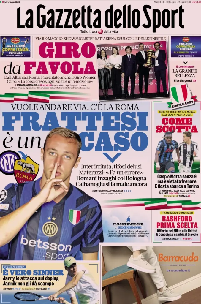 la gazzetta dello sport 14 gennaio