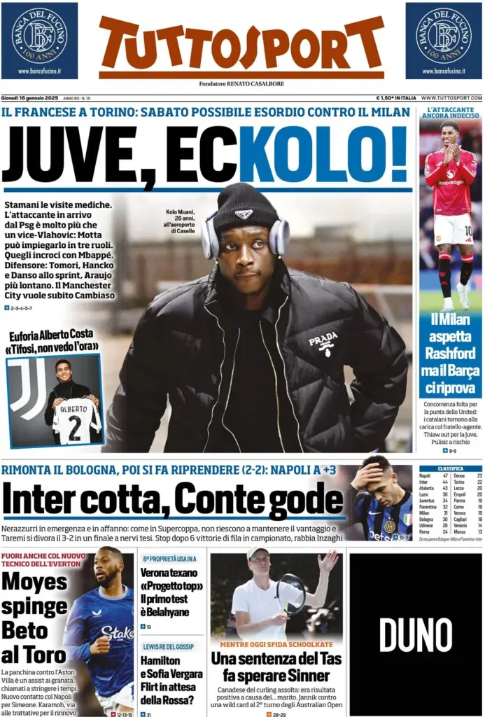 tuttosport 16 gennaio