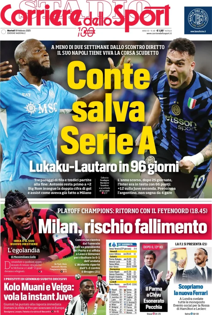 corriere dello sport 18 febbraio