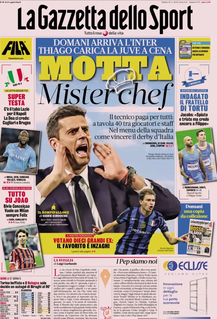 la gazzetta dello sport 15 febbraio