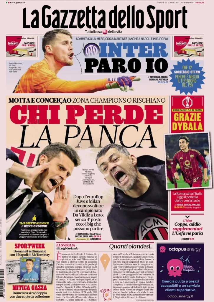 la gazzetta dello sport 21 febbraio