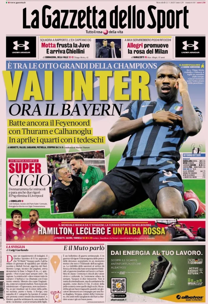 la gazzetta dello sport 12 marzo